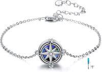 wholesale 925 Sterling Silver Blue Abalone Shell Celtic Knot Compass Cremation Urn Memorial Ashes Jewelry Bracelet Pendant with Funnel and Screwdriver Set for Women Girls 3 Diameter-Compass