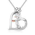 wholesale 925 Sterling Silver Dachshund in Heart Pendant Necklace for Women Girls Gifts-0-0