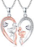 wholesale 925 Sterling Silver Flamingo Heart Mother Daughter Necklaces Set for Mom and Me Gifts-0-0