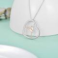 wholesale 925 Sterling Silver Rose Gold Plated Ballet Dancer in Heart Shape Pendant Necklace-0-2