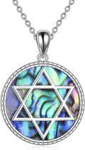 wholesale 925 Sterling Silver Abalone Shell Star of David Pendant Necklace-0-0