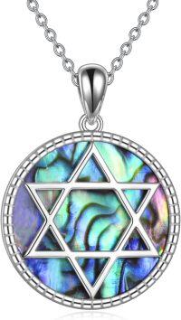wholesale 925 Sterling Silver Abalone Shell Star of David Pendant Necklace-Star of David Necklace
