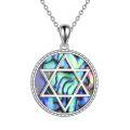 wholesale 925 Sterling Silver Abalone Shell Star of David Pendant Necklace-0-0