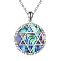 wholesale 925 Sterling Silver Abalone Shell Star of David Pendant Necklace-Star of David Necklace