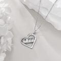 wholesale 925 Sterling Silver Love Music Piano Keys Heart Pendant Necklace With Zircon Accents-0-2