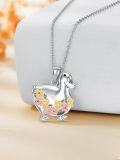 wholesale 925 Sterling Silver Colorful Crystal Flower Duck Pendant Necklace for Women Girls  45cm Chain Length-0-1