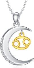 wholesale 925 Sterling Silver Cubic Zirconia Cancer Moon Pendant Necklace for Women-0-0