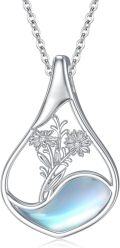 wholesale 925 Sterling Silver Mother of Pearl Floral Pendant Necklaces - Gifts for Her-0-24