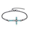 wholesale 925 Sterling Silver Cross Bracelet Wholesale With Turquoise Inlay-0-0