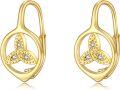 wholesale Gold 925 Sterling Silver Celtic Trinity Knot Stud Earrings with Cubic Zirconia-0-0