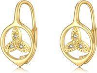 wholesale Gold 925 Sterling Silver Celtic Trinity Knot Stud Earrings with Cubic Zirconia-Celtic Knot