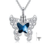 wholesale 925 Sterling Silver Blue Butterfly Cremation Urn Necklace Wholesale With Funnel-Celtic-Blue Butterfly Heart