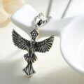 wholesale 925 Sterling Silver Patriotic American Eagle Cross Pendant Necklace Oxidized Vintage Chain-0-5