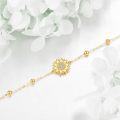 wholesale 14K Gold Sunflower Bracelet with Cubic Zirconia - Gift for Her-0-2