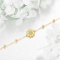 wholesale 14k Gold Sunflower Zircon Beaded Ball Chain Bracelet For Women-0-2