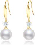 wholesale 14K Gold Pearl Heart-Shaped Drop Earrings - Elegant Holiday Jewelry for Women and Girls-0-0
