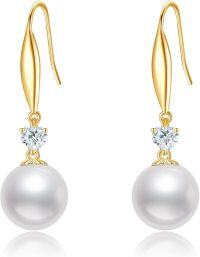 wholesale 14K Gold Pearl Heart-Shaped Drop Earrings - Elegant Holiday Jewelry for Women and Girls-Pearl Earrings