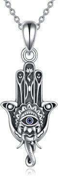 wholesale 925 Sterling Silver Hamsa Hand Evil Eye Protection Amulet Talisman Necklace for Women and Men-0-0