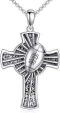 wholesale 925 Sterling Silver Football Design Cross Pendant Necklace for Men & Women - Hip Hop s-0-0