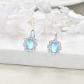 wholesale 925 Sterling Silver Blue Opal Halo Drop Earrings for Women -0-2