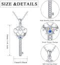 wholesale 925 Sterling Silver Key Shaped Heart Pendant Necklace with Blue Stone and Cubic Zirconia for Women Girls-0-1