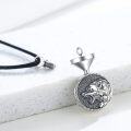 wholesale 925 Sterling Silver Round Viking Wolf Head Locket Pendant Necklace with Funnel and Chain for Women-0-1