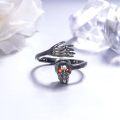 wholesale Sterling Silver Skull Ring Adjustable Punk Gothic Skeleton Jewelry Halloween Gift for Women Men-0-2