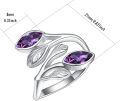 wholesale Sterling Silver Leaf Ring with Birthstone Adjustable Wrap Promise Engagement Wedding Rings for Women-0-66