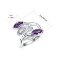 wholesale 925 Sterling Silver Leaf Ring with Birthstone Adjustable Wrap Promise Engagement Wedding Rings for Women-0-66
