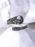 wholesale 925 Sterling Silver Sun Moon Bee Celtic Tree Life Lotus Spoon Adjustable Open Ring Unisex Gift-0-1