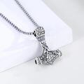 wholesale Silver Plated Copper Oxidized Black Viking Thor Hammer Mjolnir Pendant Necklace-0-1