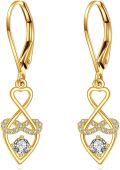 wholesale 10K Gold Infinity Love Heart Dangle Leverback Earrings for Women-0-0
