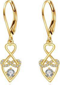 wholesale 10K Gold Infinity Love Heart Dangle Leverback Earrings for Women-Heart earrings