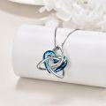wholesale 925 Sterling Silver Celtic Knot Necklace with Blue Crystal Heart Pendant for Women Irish Jewelry Birthday Gift for Her Wife Girlfriend Mom Daughter-0-3