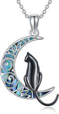 wholesale 925 Sterling Silver Moon and Cat Pendant Necklace s for Women-0-0