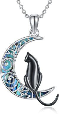 wholesale 925 Sterling Silver Moon and Cat Pendant Necklace s for Women-Cat