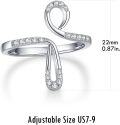 wholesale 925 Sterling Silver Safety Pin Design Open Adjustable Band Rings for Women and Men with Cubic Zirconia Stones - Unique s-0-5