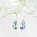 wholesale 925 Sterling Silver Blue Turquoise Sea Horse Dangle Drop Earring Gift for Her-0-2