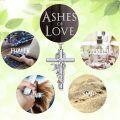 wholesale 925 Sterling Silver Cross with Snowdrop and Butterfly Charm Cremation Urn Necklace for Ashes Keepsake Pendant-0-5