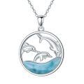 wholesale 925 Sterling Silver Natural Larimar Dolphin Pendant Necklace Ocean Jewelry Birthday Gifts for Women-0-0