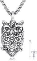wholesale 925 Sterling Silver Owl Cremation Urn Keepsake Pendant Necklace  with Funnel and Fill Tool for Ashes -0-0