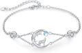 wholesale 925 Sterling Silver Moonstone Wolf Adjustable Howling Bracelet for Women-0-0