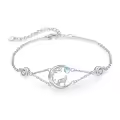 wholesale 925 Sterling Silver Moonstone Wolf Adjustable Howling Bracelet Wholesale for Women-0-0