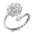 wholesale 925 Sterling Silver Opal Chakra Adjustable Rings Wholesale One Day At A Time Meditation Healing-0-0