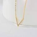 wholesale 18k Gold V Shape Lab Diamond Pendant Necklace Wholesale With Chain-0-3