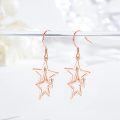 wholesale S925 Sterling Silver Rose Gold Plated Double Star Drop Hook Earrings, Hypoallergenic Jewelry Gift for Women-0-2