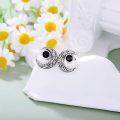 wholesale 925 Sterling Silver Black Crystal Moon Celtic Knot Stud Earrings for Women-0-3