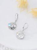 wholesale 925 Sterling Silver Raccoon Heart Moonstone Leverback Dangle Earrings for Women Girls Gifts Jewelry Accessories 3cm Long-0-3