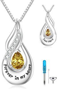 wholesale 925 Sterling Silver Pendant Necklace Platinum Plated Teardrop Yellow Zircon Forever In My Heart-Non-custom-A 11-Nov-Cltrine Non-custom-A 11-Nov-Cltrine-A 11-Nov-Cltrine-Custom-A 11-Nov-Cltrine Custom