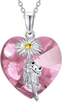 wholesale 925 Sterling Silver Birthstone Crystal Frog Necklace Pendant for Women-A10-October